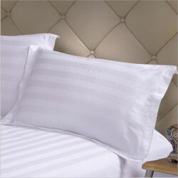 Pucioasa Cearceaf pat damasc bumbac 100% cu dunga 3 cm, 240x260cm, alb