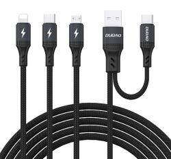 Dudao L3W USB-A/USB-C - Lightning/USB-C/MicroUSB kábel 66W - fekete