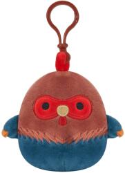 Jazwares Squishmallows kulcstartós plüssfigura, Reed a barna-kék kakas, 9 cm (SQCR00788)