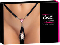 Cottelli Collection - nyitott string tanga csillogó kővel - fekete (S-L) (23229001101) - szexshop