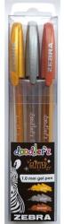 Zebra Zseléstoll készlet, 0, 33 mm, kupakos, ZEBRA Doodler`z Glitteres, 3 különböző szín/csomag (80775)