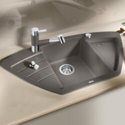 BLANCO Zia 9 E aszimmetrikus Silgranit 93x51 cm mosogató csepegtetővel és távműködtetővel, vulkánszürke 527394 (527394)