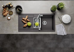 BLANCO Metra 6 S két medencés Silgranit 100x50 cm mosogató rozsdamentes acél tállal, vulkánszürke 527299 (527299)