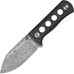 QSP Knife Canary Neck Knife Laminated Damascus, Green shredded CF QS141-M (QS141-M)
