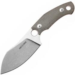 Giant Mouse GMF1-XL Zöld Vászon Micarta / N690 Kőmosott Penge / Bordó Bőr Tok (GM-GMF1-XL-GRN-CANVAS)