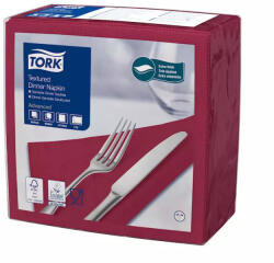 Essity GmbH Tork szalvéta textilhatású Dinner, 39, 5X39, 5 cm, BORDÓ, 1/4 hajtás, 50 lap/ csomag