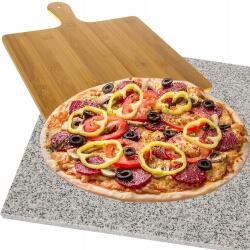 Ruhhy 24264 pizzakő, gránit, 38×36×2cm, bambusz lapáttal (24264)