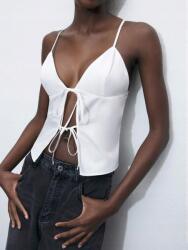 Shein Fehér Kötős Pántos Top, Size L, 80% poliészter, 20% pamut