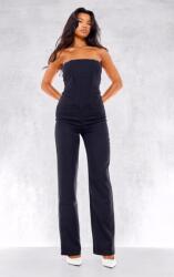 Prettylittlething Fekete Fűzős Kombidressz, Size L, 100% poliészter