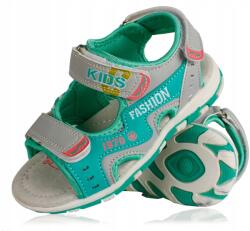 Linshi sport szandál, Size 30, menta-szürke bőr, tépőzáras (A2698)