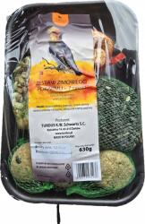 Turdus Madártálca téli etetéshez, golyókkal, dióval, napraforgóval, 630g (Zestaw zimowego pokarmu 7 części Turdus 630g)