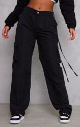 Prettylittlething FC24114 Prettylittlething Fekete Bő Női Nadrág Zsebekkel, Magas Szárú (45) Xs