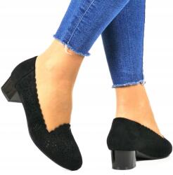 Potocki Női bokacipő, Size 36, fekete, ökológiai bőr, tömbsarok, áttört minta (12393 CZARNE)