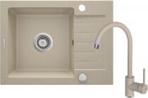 Deante , Zorba, gránit mosogató csapteleppel, 1 medencés, homok szín 58*44*16, 4 cm ZQZA711A I. o