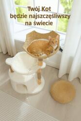 vidaXL Petepela macskakaparófa, rattan, fa, bézs, prémium, modern design (170728)