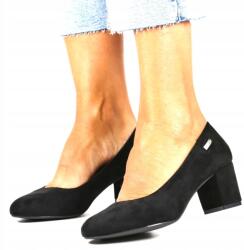 Sergio Leone Fekete Bőr Díszcipő, Size 37, tömbsarok (178 CZARN MIC OBC)