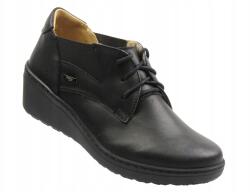 Helios Komfort 458 Női Félcipő, fekete bőr, Size 36-41, fűzős, tornacipő talp (458.012)