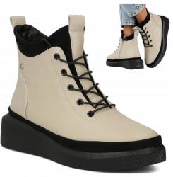 Filippo Női Bőrcsizmák, Size 36, bézs-fekete, természetes bőr, platform talppal (Filippo DBT4799/25 BE)