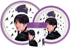 Wednesday Nevermore Academy csúszásmentes étkészlet, micro műanyag szett (JVL66682) - kidsfashion