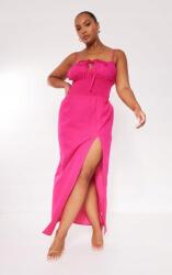 Prettylittlething rózsaszín maxi ruha, ráncolással, Size 56