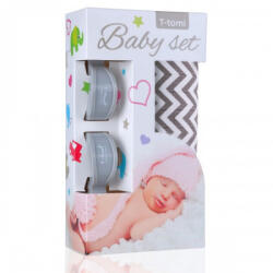  T-TOMI bambusz fürdőlepedő és babakocsi csipesz szett - Szürke