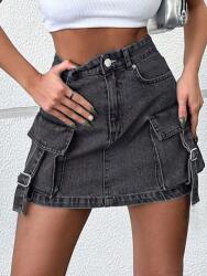 Shein DC23110 Shein Farmer Mini Szoknya, Oldalzsebekkel (45) L-es méret