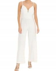 Bonprix 40 Overál, pólós mellrésszel, csipkével, fehér, poliészter