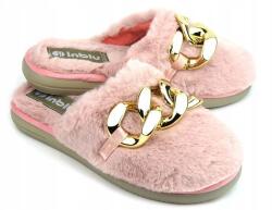 Inblu Női Házipapucs, rózsaszín, szőrme, díszlánccal, Size 35-41 (EK000006.023)