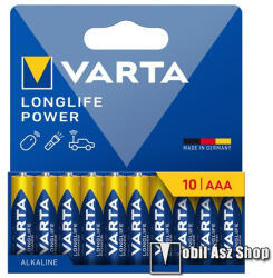 VARTA LONGLIFE POWER tartós elem (AAA, LR03, 1.5V, alkáli) 10db/csomag (4903121761) - mobilasz