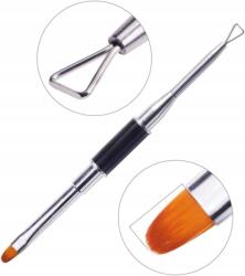  Ecset spatulával, gélhez, akrilgélhez, 2-oldalas, fekete