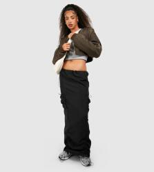 Boohoo Maxi Szoknya, ráncolással, zsebekkel, Size 40, fekete