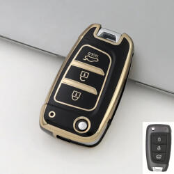 Hyundai bicskakulcs 3 gombos TPU tok fekete arany (THY035AFK)