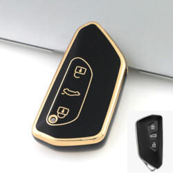 Seat 3 gombos smart kulcs TPU tok fekete arany (TVW060AFK)