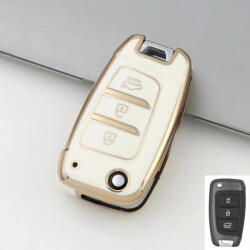 Hyundai bicskakulcs 3 gombos TPU tok fehér arany (THY035AFH)