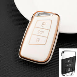 Skoda smart 3 gombos TPU tok fehér arany (TVW051AFH)