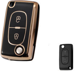  Citroen bicskakulcs 2 gombos TPU tok fekete arany (TCI001AFK)