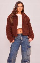 Prettylittlething Mellény, műszőr, gombos, Size 34, barna