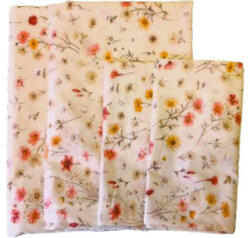  4 db-os pamut párnahuzat szett / krém színű alapon virágok