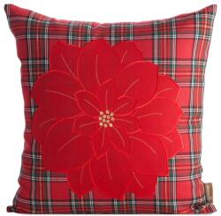 Takoy Karácsonyi díszpárnahuzat 45x45 cm piros karácsonyi rózsa mintával