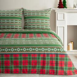 Takoy Karácsonyi flanel ágyneműhuzat-garnitúra 220x200 cm zöld-piros skandináv minta
