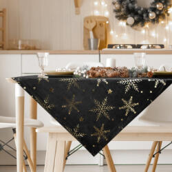 Takoy Karácsonyi bársony asztalterítő 85x85 cm fekete hópelyhekkel
