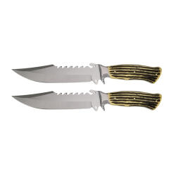Depox Set de doua cutite vanatoare, lama otel zimtata, DEPOX®, 30 cm, teaca inclusa (0121)