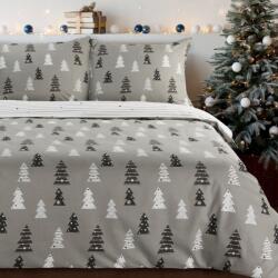 Takoy Karácsonyi flanel ágyneműhuzat-garnitúra 160x200 cm szürke karácsonyfák