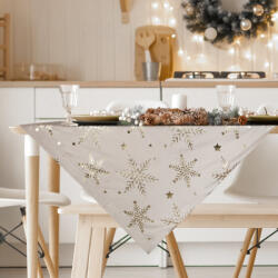 Takoy Karácsonyi bársony asztalterítő 85x85 cm világosszürke hópelyhekkel