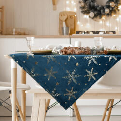 Takoy Karácsonyi bársony abrosz 85x85 cm kék hópelyhekkel