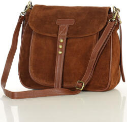 Marco Mazzini velúr bőr válltáska | barna