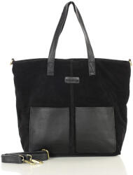Marco Mazzini Nagyméretű velúr shopper zsebekkel | fekete