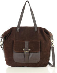 Marco Mazzini Nagy velúr bőr táska zsebbel | barna