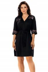 Hamana Helen Női Köntös, fekete, csipkés, viszkóz, Size 2XL/3XL (szlafrok 2XL/3XL)