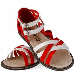 Apawwa Piros-fehér bőr szandál, Size 29, Apawwa, tépőzárral (H40)
